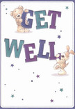There's a radiant, joyful spirit to this get well card, where a lovable teddy bear and perky puppy bring comfort and hope with every brushstroke. They balance and hold the confident 'Get Well' message-its indigo and teal letters leaping against a soft, creamy-white background-infusing the whole scene with lightness and energy reminiscent of a walk through Hampstead's local shops and quiet corners. Delicate illustrated furs seem so soft and inviting, while scattered stars in gentle blues and purples twinkle like wishes drifting over the neighbourhood rooftops. Each aspect, from the plush bear's gentle smile to the puppy's playful pose, exudes a reassuring warmth that calls to mind the thoughtful arrangements delivered from Florist Hampstead. The card brims with the same sense of comfort, kindness, and heartfelt care found in each hand-tied bouquet, making it a perfect expression of well-wishes for anyone in need of encouragement or healing.